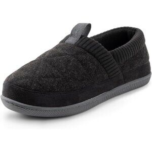 Women's Closed Back Knit Cuff Warm Lining Memory Foam Sole Black Slippers Boot